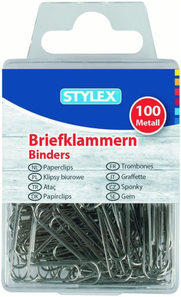 STYLEX® Briefklammern 24445, Metall, 1 Packung = 100 Stück