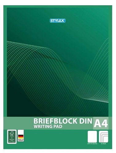 STYLEX® Briefblock 40017, DIN A4, blanko, 1 Block = 50 Blatt