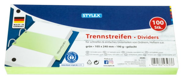 STYLEX&reg; Trennstreifen, 190 g/m&sup2;, 1 Packung = 100 St&uuml;ck, gr&uuml;n