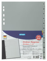 STYLEX&reg; Ordner-Register, DIN A4, Unterteilung 1 bis 12